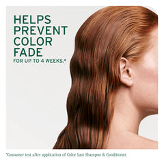 Color Last shampoo color-fade prevention panel with auburn hair side view