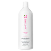 Biolage Color Last shampoo bottle, white with pink and green label