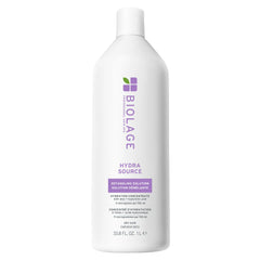 Biolage Hydrasource detangling solution bottle, white with purple and green label