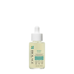 Hair oil serum bottle with green-and-clear label, white pump top, 50 ml