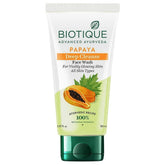 Biotique papaya deep cleanse face wash tube, white and green with flip-top cap