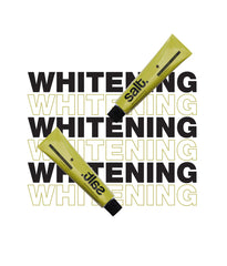 Salt whitening toothpaste tube with WHITENING text graphic