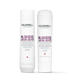 White Goldwell Dualsenses Blondes & Highlights bottles: shampoo and conditioner, 300 ml