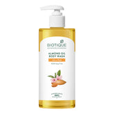 BIOTIQUE body wash pump bottle with amber golden gel and white pump
