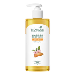 BIOTIQUE body wash pump bottle with amber golden gel and white pump