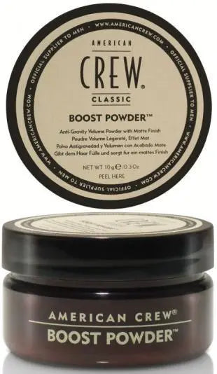 American Crew Boost Powder hair styling powder in dark jar with black lid