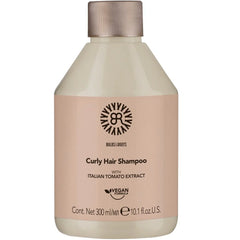 Curly hair shampoo bottle, 300 ml, with ribbed beige cap and beige label
