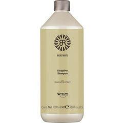 Discipline shampoo bottle 1L with silver cap and cream label