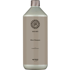 Silver shampoo bottle 1.0L, screw cap, Bulbs & Roots label