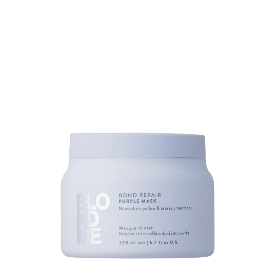 Bond Repair Purple Mask jar, 200 ml; light purple hair mask in white container.