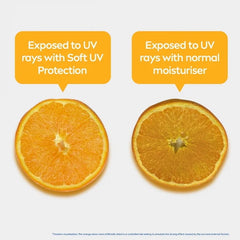 SPF 15 moisturiser UV protection comparison with two orange halves