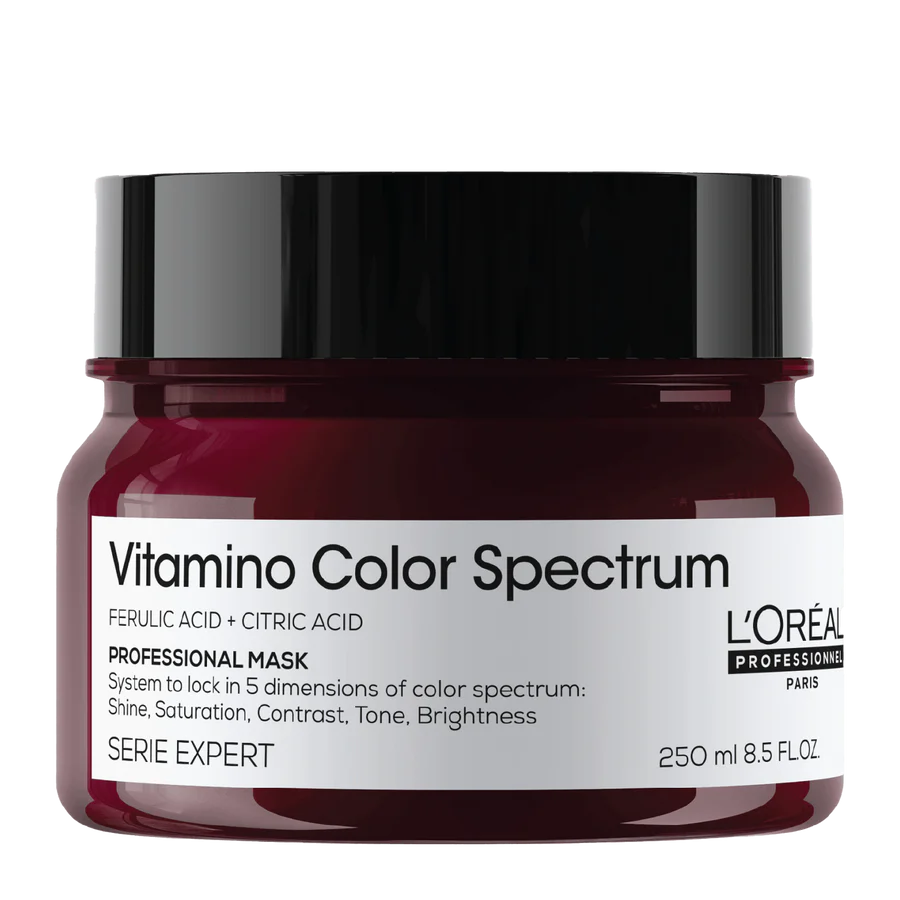 Hair mask jar with burgundy lid, L'Oreal Professionnel Vitamino Color Spectrum, 250 ml