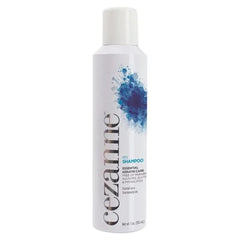 Cezanne dry shampoo bottle with blue splash label