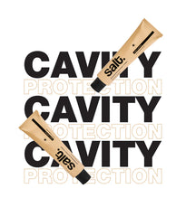 Beige-gold salt toothpaste tube with black cap, shown diagonally.