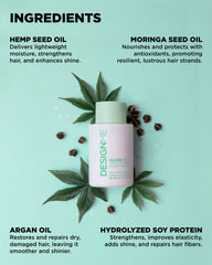DesignMe gloss hydrating conditioner bottle with plant leaves and oil drops