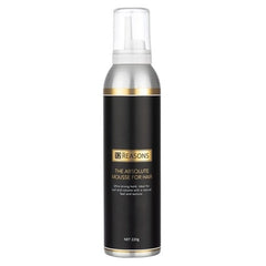 Hair mousse bottle with gold label and pump, 220g
