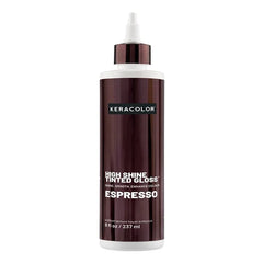 KERACOLOR high shine tinted gloss in Espresso, brown plastic bottle with pump cap