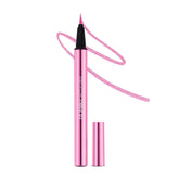Pink waterproof glitter sketch eyeliner, thin tip applicator and pink swatch