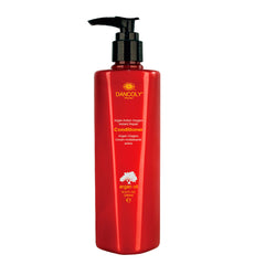 DanColy argan hair conditioner bottle, red with black pump and white label