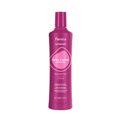 Fanola Wonder shampoo bottle, purple plastic with purple cap and Color Locker label