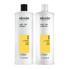 Nioxin System 1 scalp+hair shampoo and conditioner duo, 1L bottles, natural hair