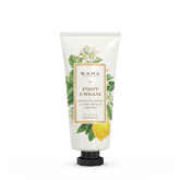 Foot cream tube with botanical lemon and flower label, white cap, front view
