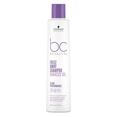 BC Bonacure Frizz Away shampoo bottle, purple cap
