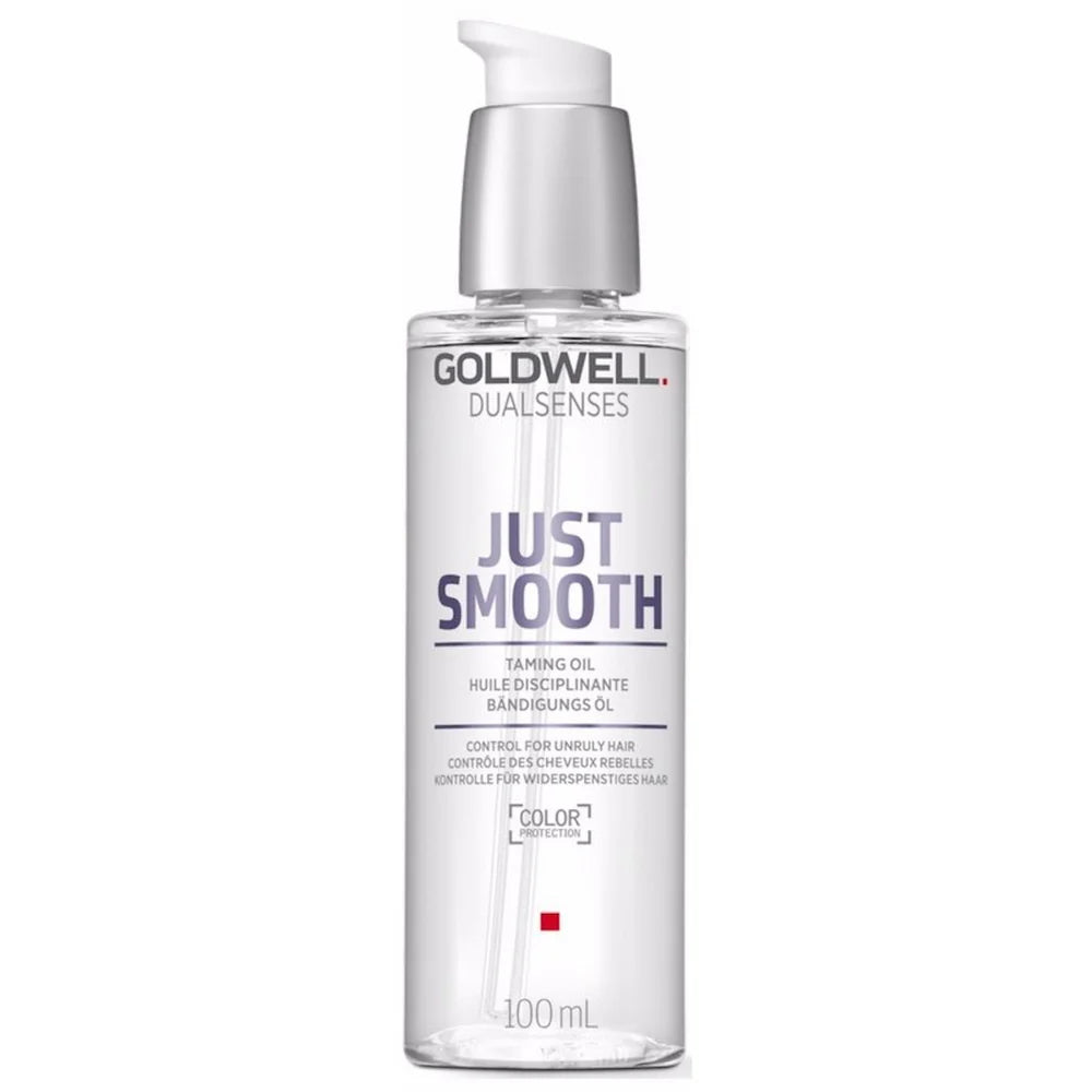 Goldwell Dualsenses Just Smooth taming oil bottle, 100 ml, clear pump dispenser