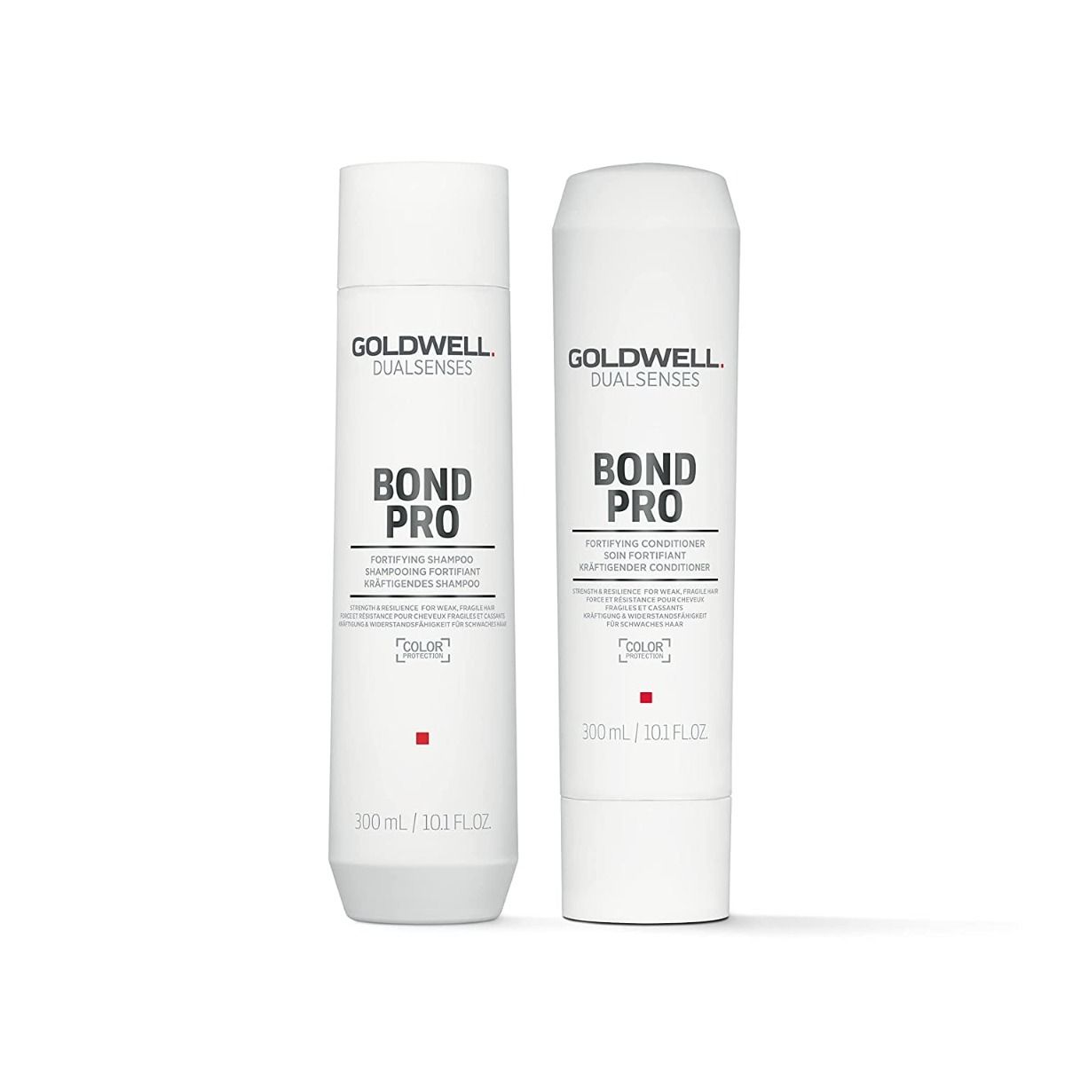 Goldwell Dualsenses Bond Pro fortifying shampoo and conditioner bottles, 300 ml