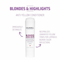 White Goldwell Dualsenses Blondes & Highlights anti-yellow conditioner bottle, 300 ml