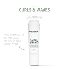 Conditioner bottle for curls and waves, white with green text and Goldwell Dualsenses label