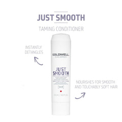 Taming conditioner bottle, white plastic with Goldwell Just Smooth branding