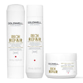 Hair care bundle with Rich Repair shampoo, conditioner, and 60-sec treatment bottles