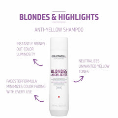White Goldwell Dualsenses Blondes & Highlights anti-yellow shampoo bottle, 300 ml
