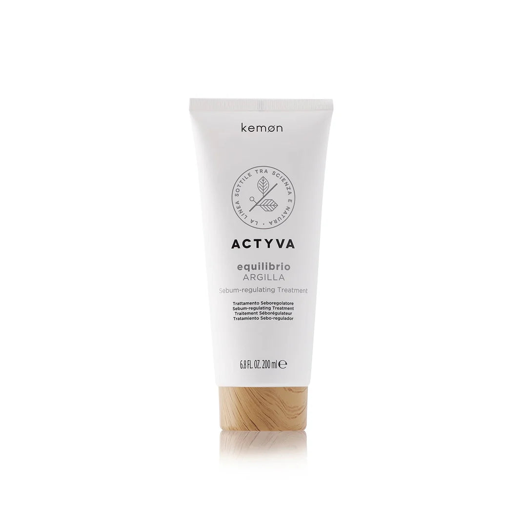 Kemon Actyva Equilibrio Argilla hair treatment tube, white squeeze tube