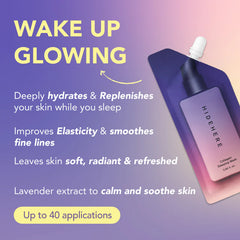 Collagen sleeping mask pouch with dropper, purple and pink gradient