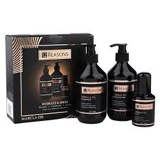 Marula oil gift set box with 4 pump bottles