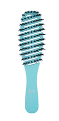 Mermaid baby hair brush with teal handle and soft pin bristles