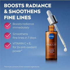 NIVEA Vitamin C Cellular serum bottle with dropper, amber-brown glass bottle