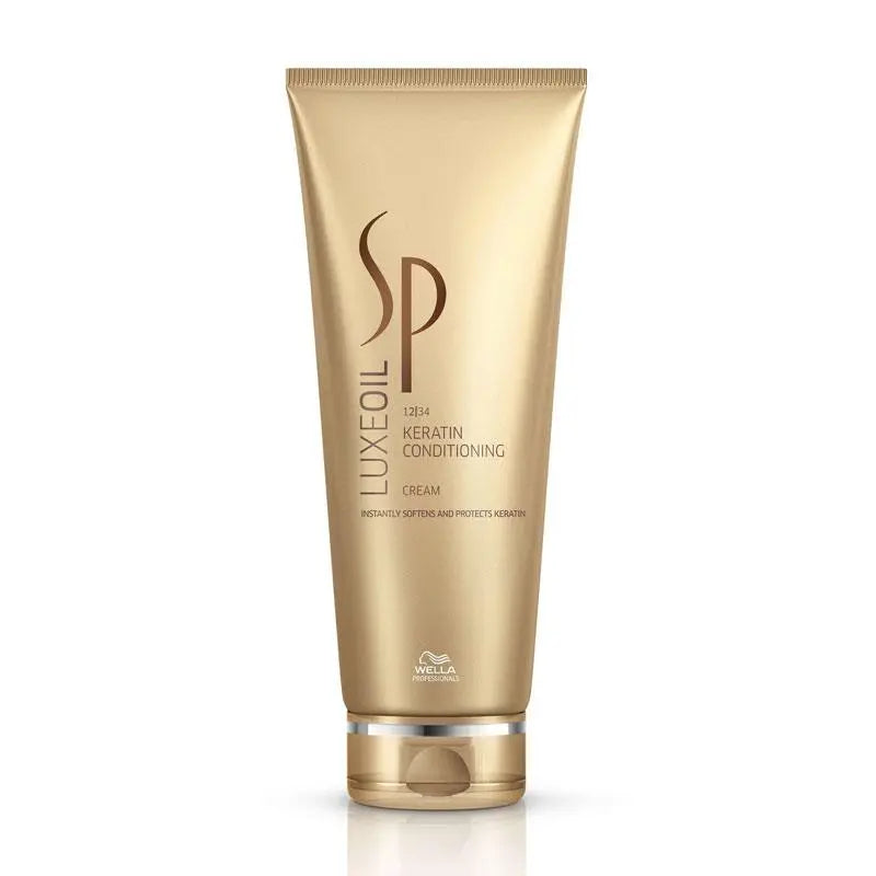 Wella SP Luxeoil Keratin Conditioning Cream tube, gold color, 200 ml