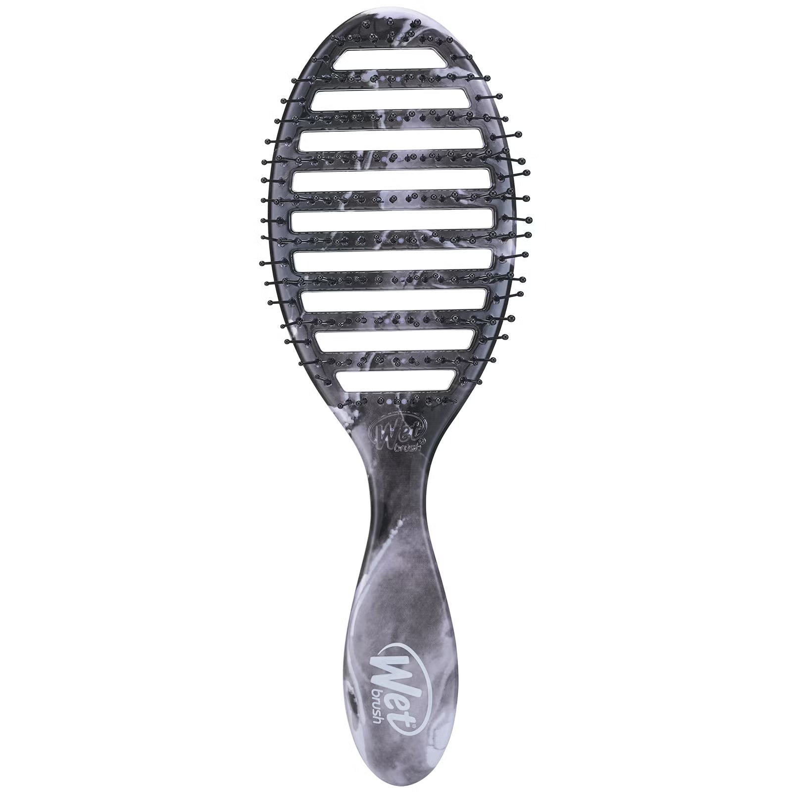 Vented hair brush with oval marbled handle and Speed Dry bristles