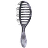 Vented hair brush with marbled dark handle and layered bristle rows