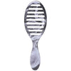 Vented hair brush with glossy dark marbled oval head and bristle slots