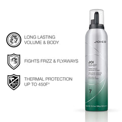 Joico Joi Whip firm hold design foam bottle, silver and green with pump and label