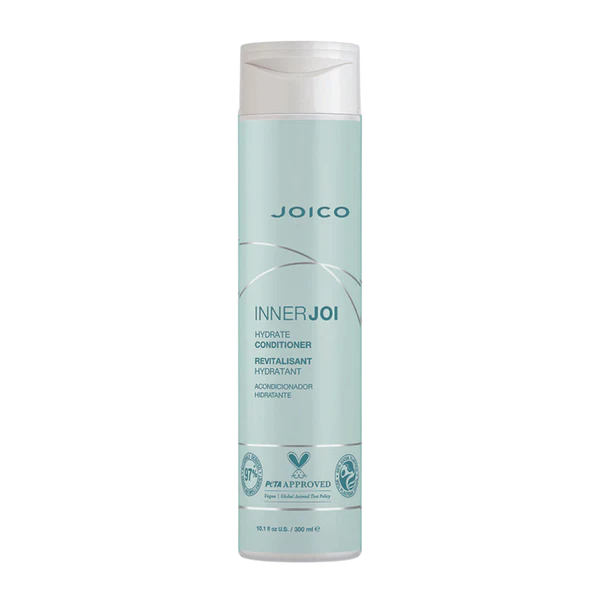 Joico InnerJoi hydrate conditioner bottle, light blue label, 300 ml.