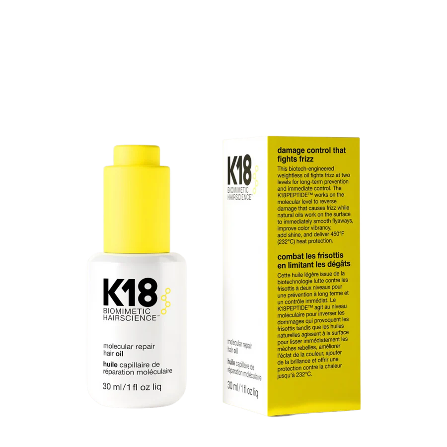 K18 molecular repair hair oil bottle and box, 30 ml