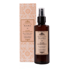 Rose water mist bottle with box, amber glass and silver spray pump