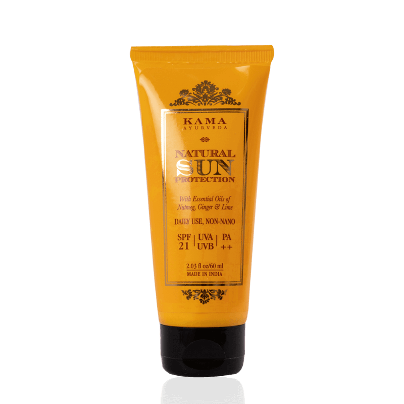 Kama Ayurveda Natural Sun Protection sunscreen tube with SPF 21 front label