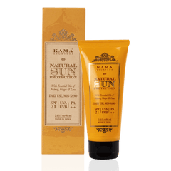 Kama Ayurveda Natural Sun Protection sunscreen tube with box, front label SPF 21