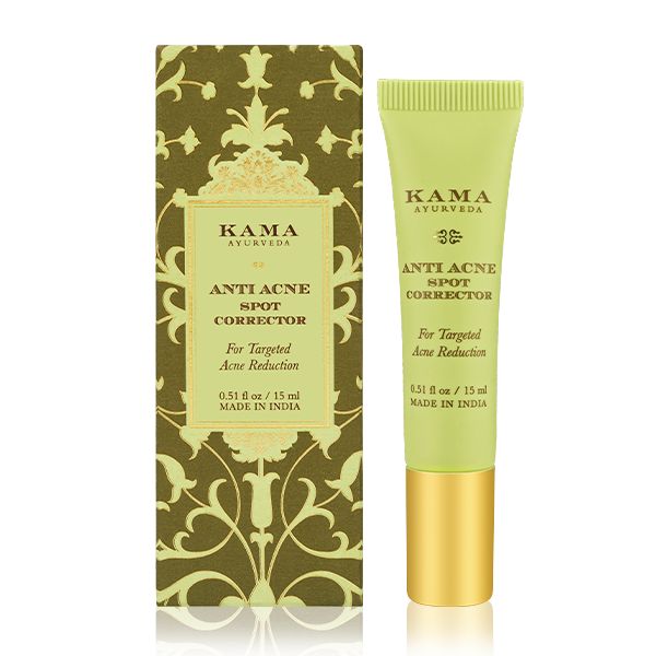 Anti-acne spot corrector tube with lime-green gel and gold base
